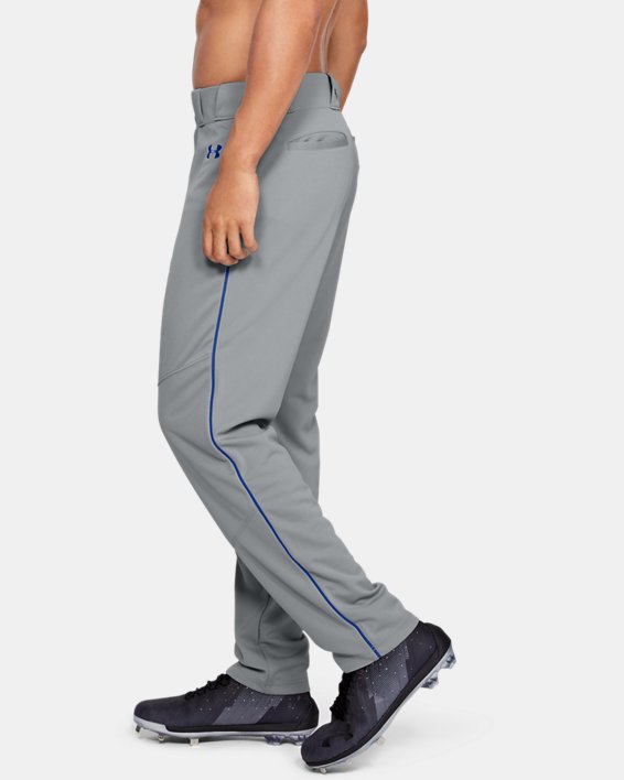 Under Armour Men's Gray w/ Royal Piped UA Utility Relaxed Fit Baseball Pants 